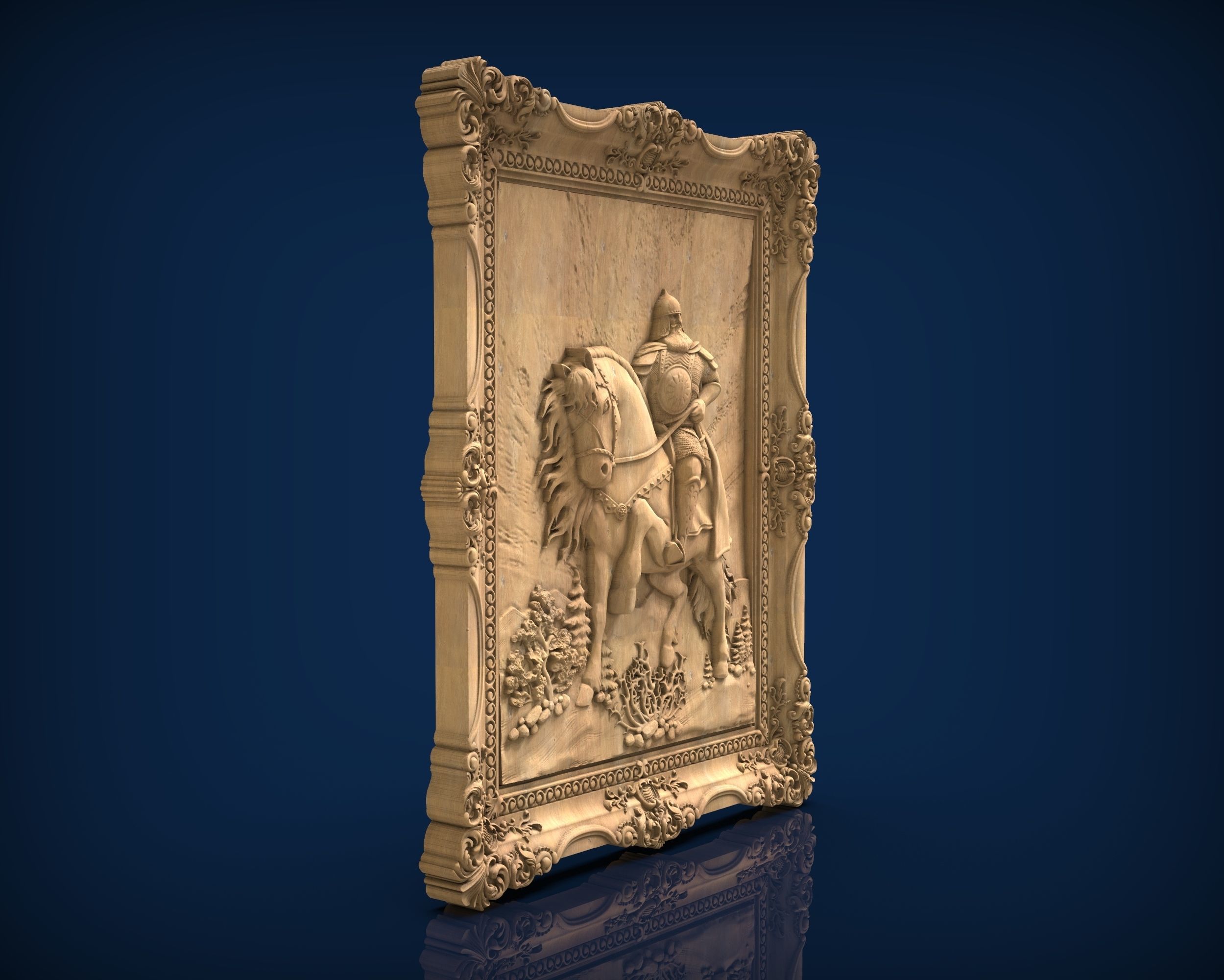 Carved panel painting STL 3D model_1