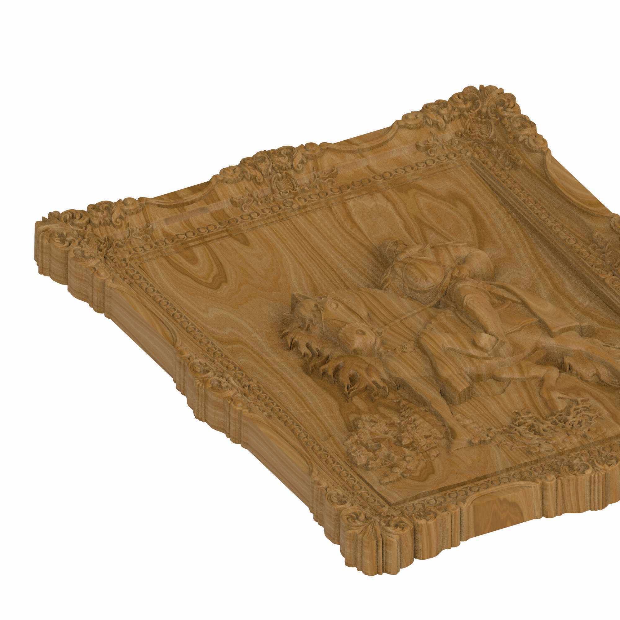 Carved panel painting STL 3D model_3