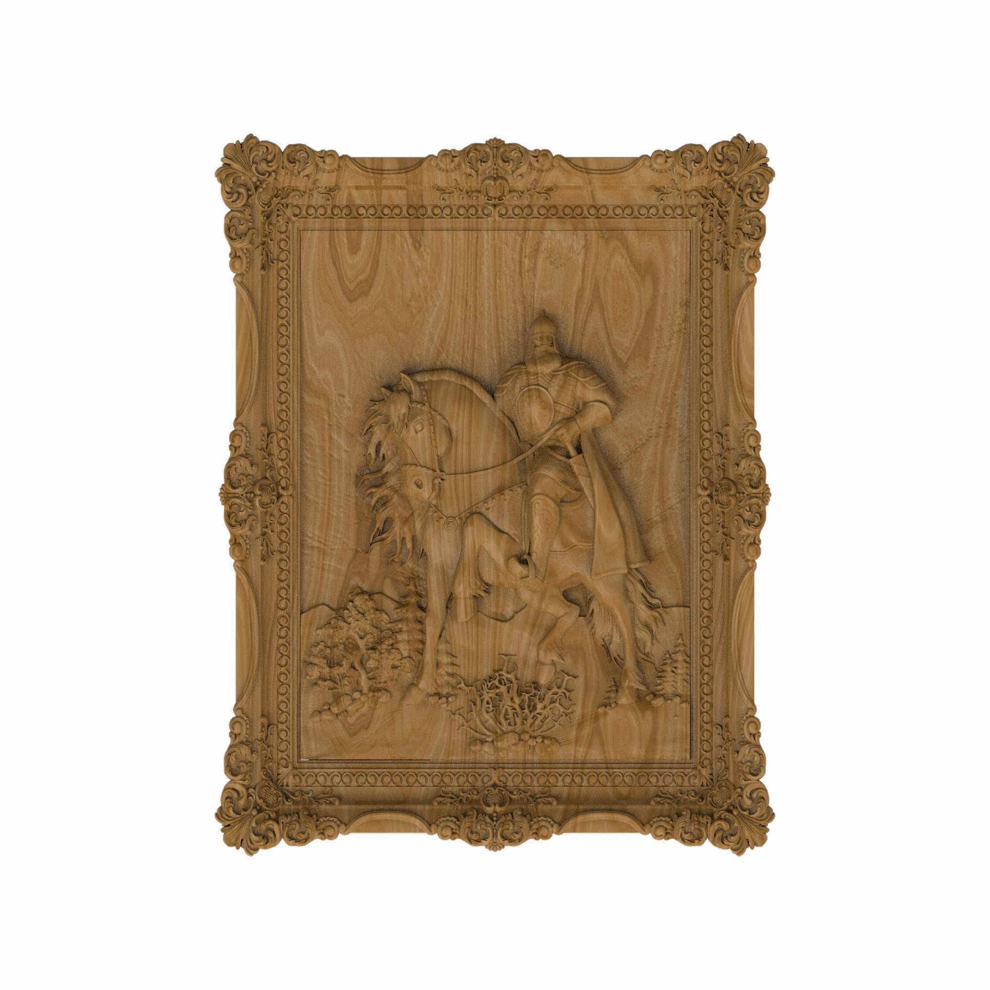 Carved panel painting STL 3D model_2