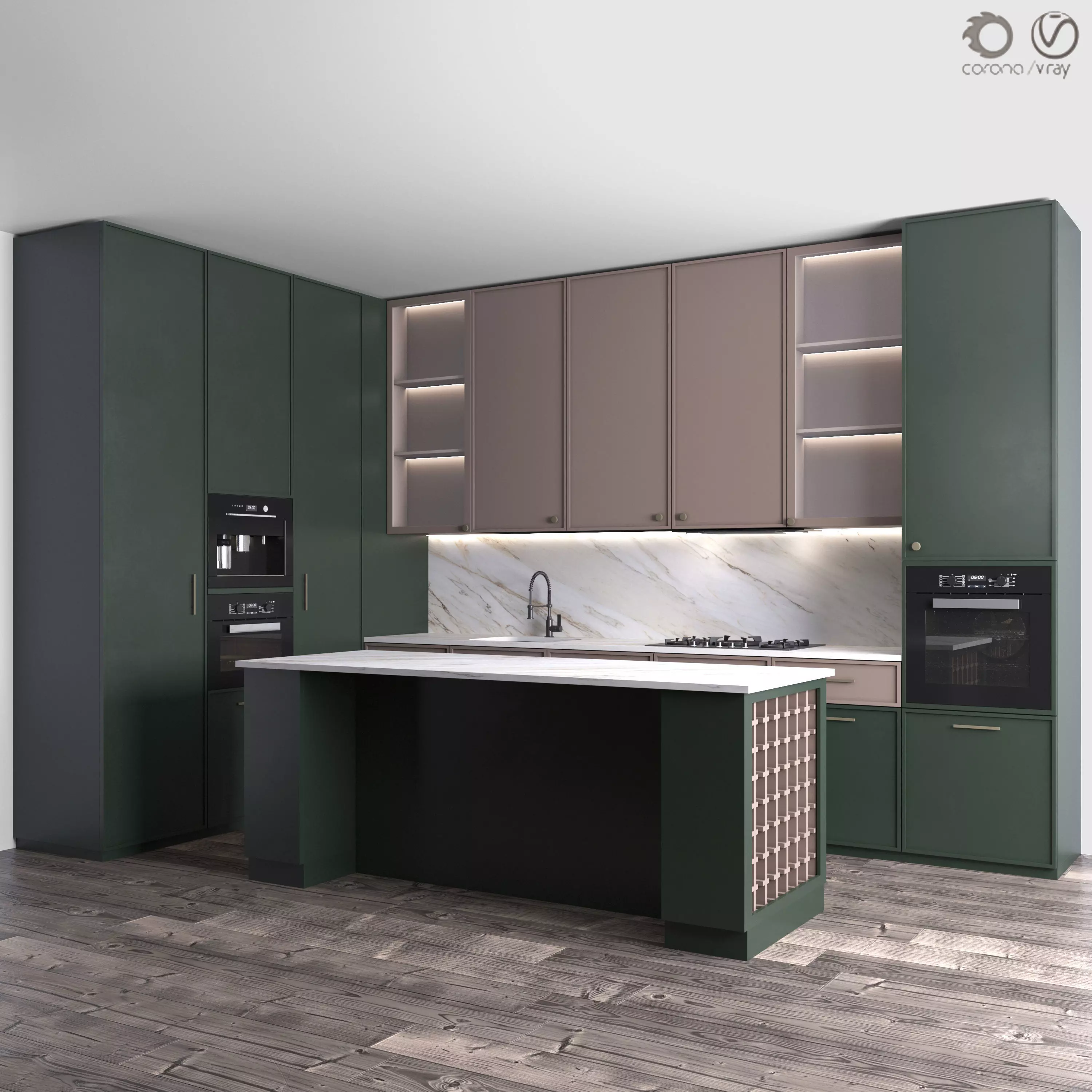 Kitchen Neoclassic 49 - Corner Kitchen 3D model