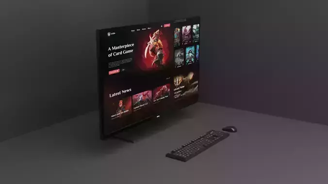 computer screen with mouse and keyboard