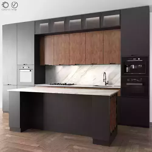 Kitchen Modern 50 Black and Wood