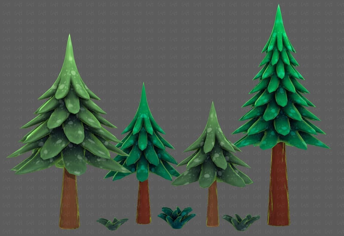 Trees Cartoon V17 Low-poly 3D model_20