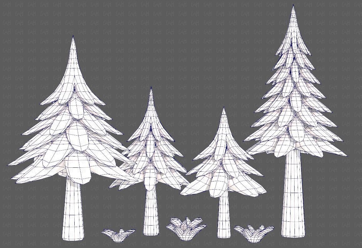Trees Cartoon V17 Low-poly 3D model_32