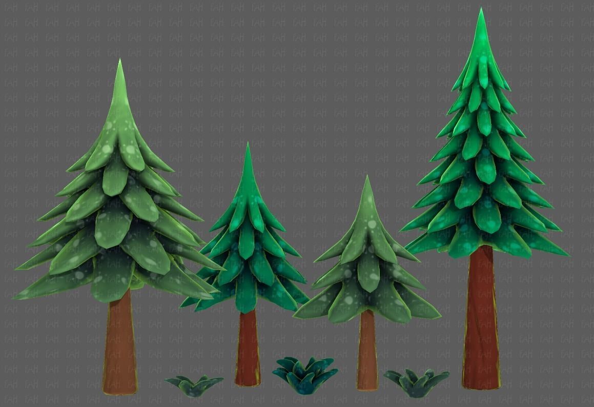 Trees Cartoon V17 Low-poly 3D model_21