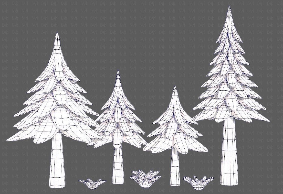 Trees Cartoon V17 Low-poly 3D model_10