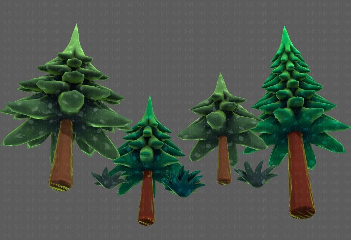 Trees Cartoon V17 Low-poly 3D model_39