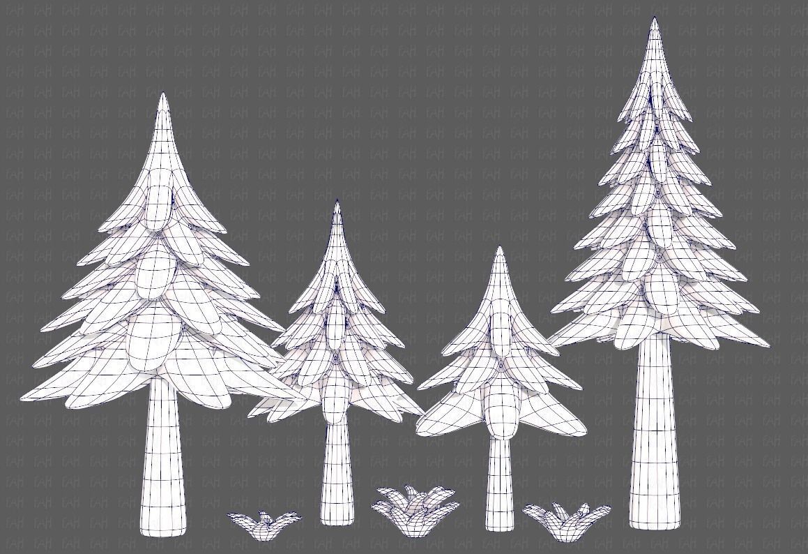 Trees Cartoon V17 Low-poly 3D model_11