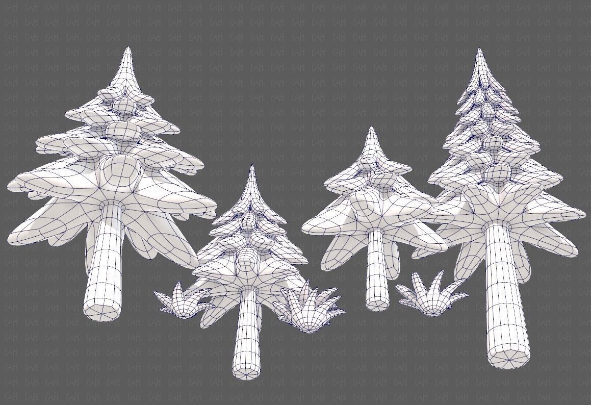 Trees Cartoon V17 Low-poly 3D model_38