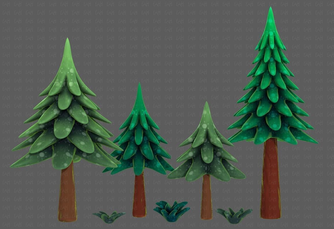 Trees Cartoon V17 Low-poly 3D model_1