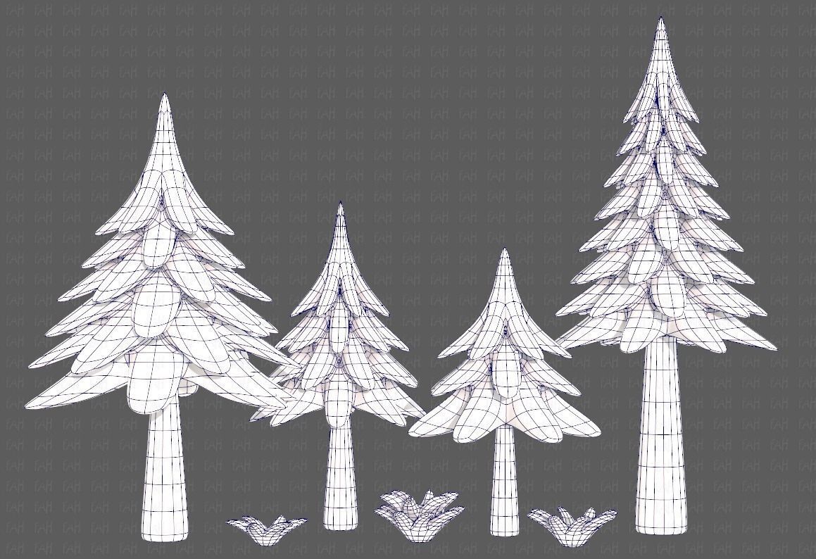 Trees Cartoon V17 Low-poly 3D model_9