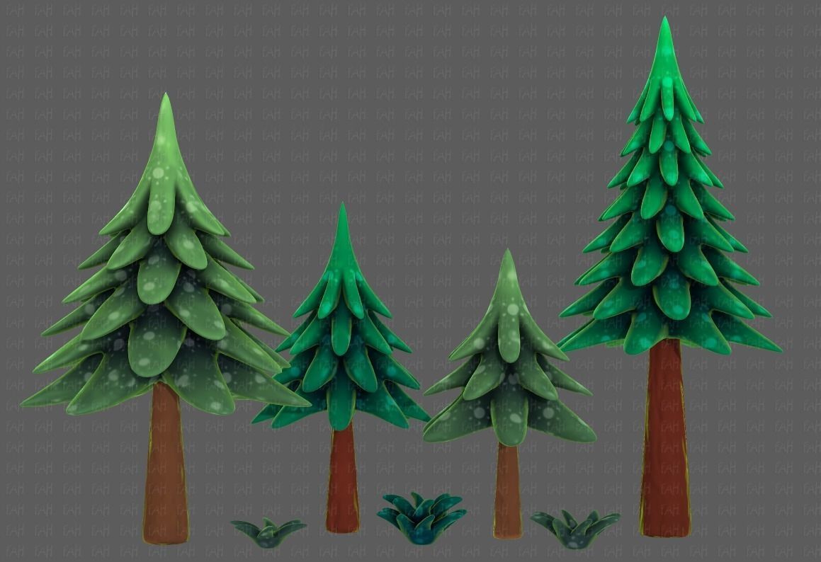 Trees Cartoon V17 Low-poly 3D model_3