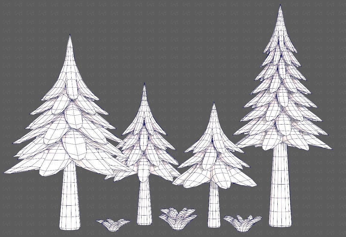 Trees Cartoon V17 Low-poly 3D model_26