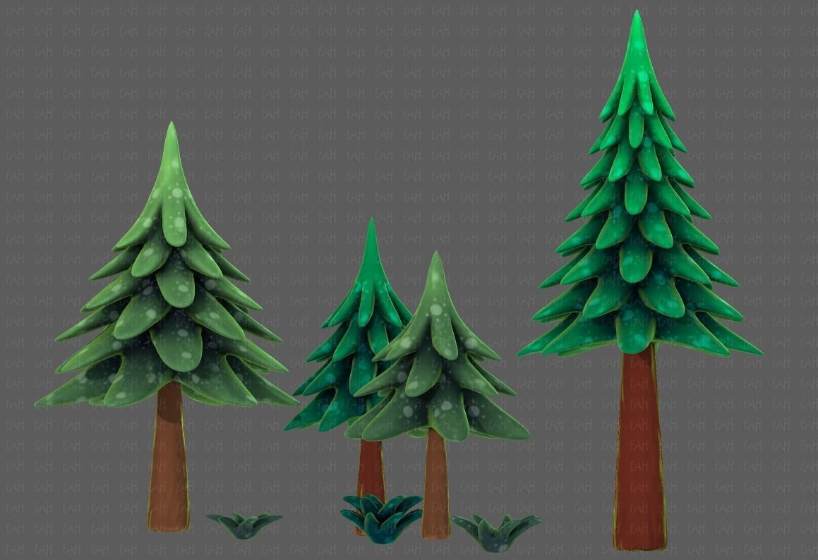 Trees Cartoon V17 Low-poly 3D model_41