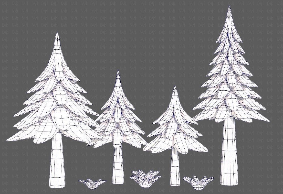 Trees Cartoon V17 Low-poly 3D model_14