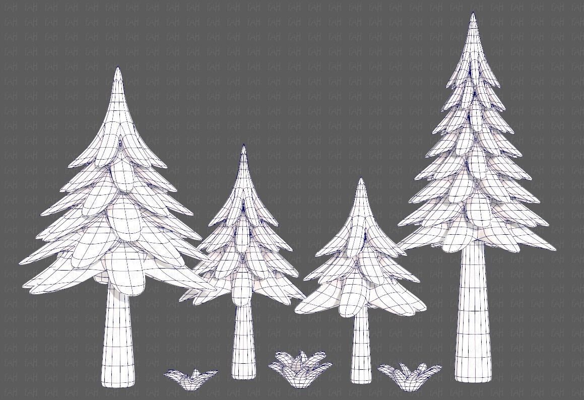 Trees Cartoon V17 Low-poly 3D model_12