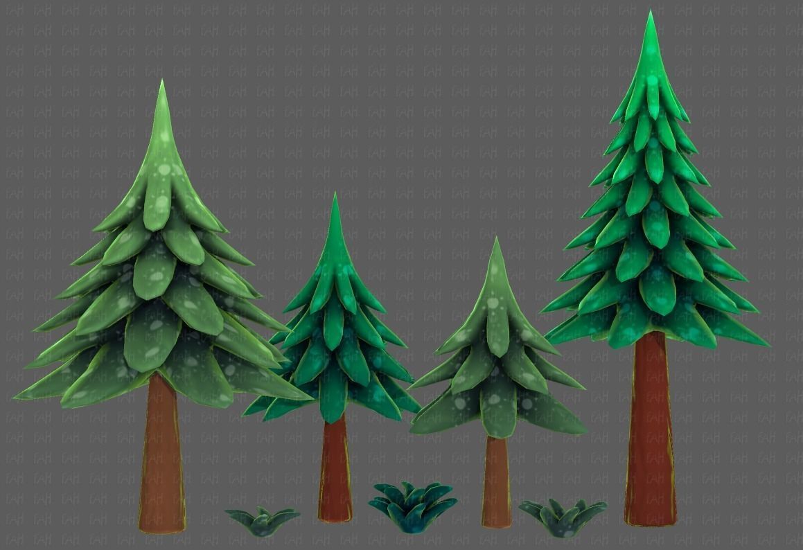 Trees Cartoon V17 Low-poly 3D model_23