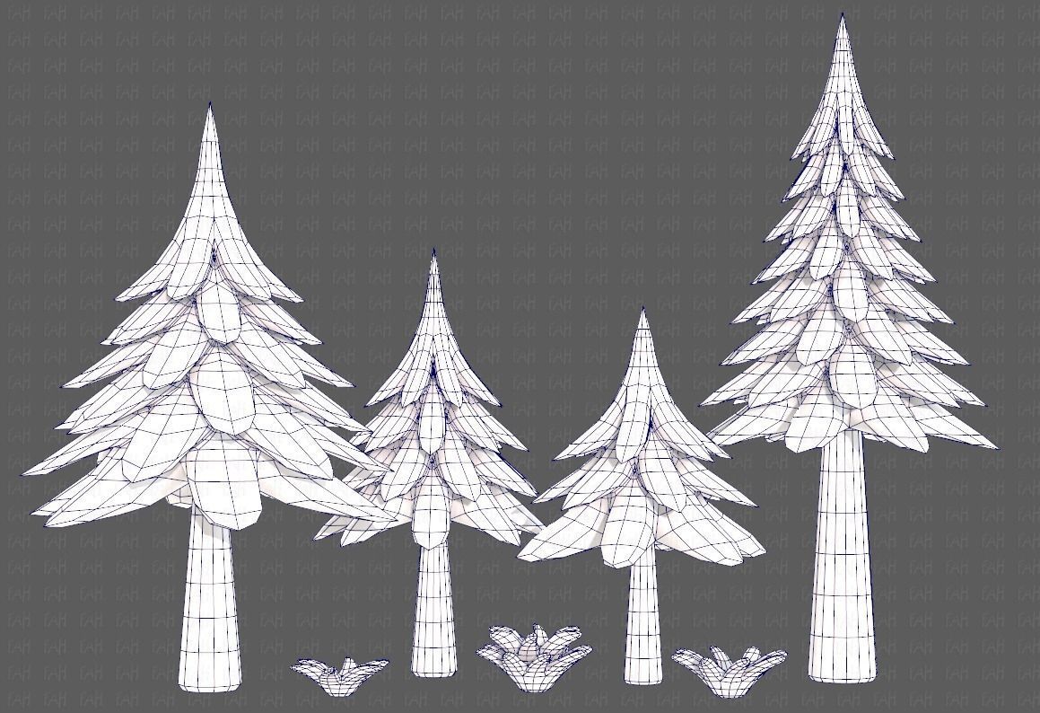 Trees Cartoon V17 Low-poly 3D model_28