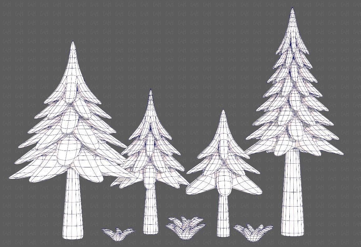 Trees Cartoon V17 Low-poly 3D model_15