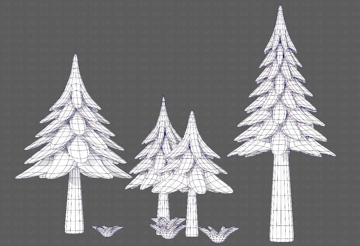 Trees Cartoon V17 Low-poly 3D model_42