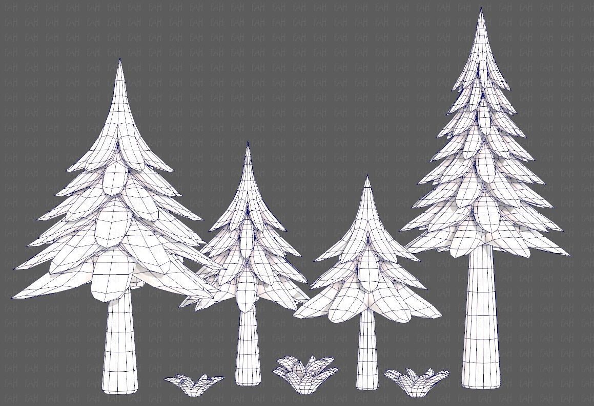 Trees Cartoon V17 Low-poly 3D model_25