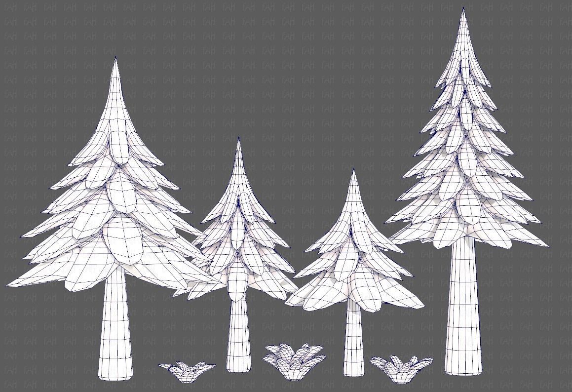 Trees Cartoon V17 Low-poly 3D model_30