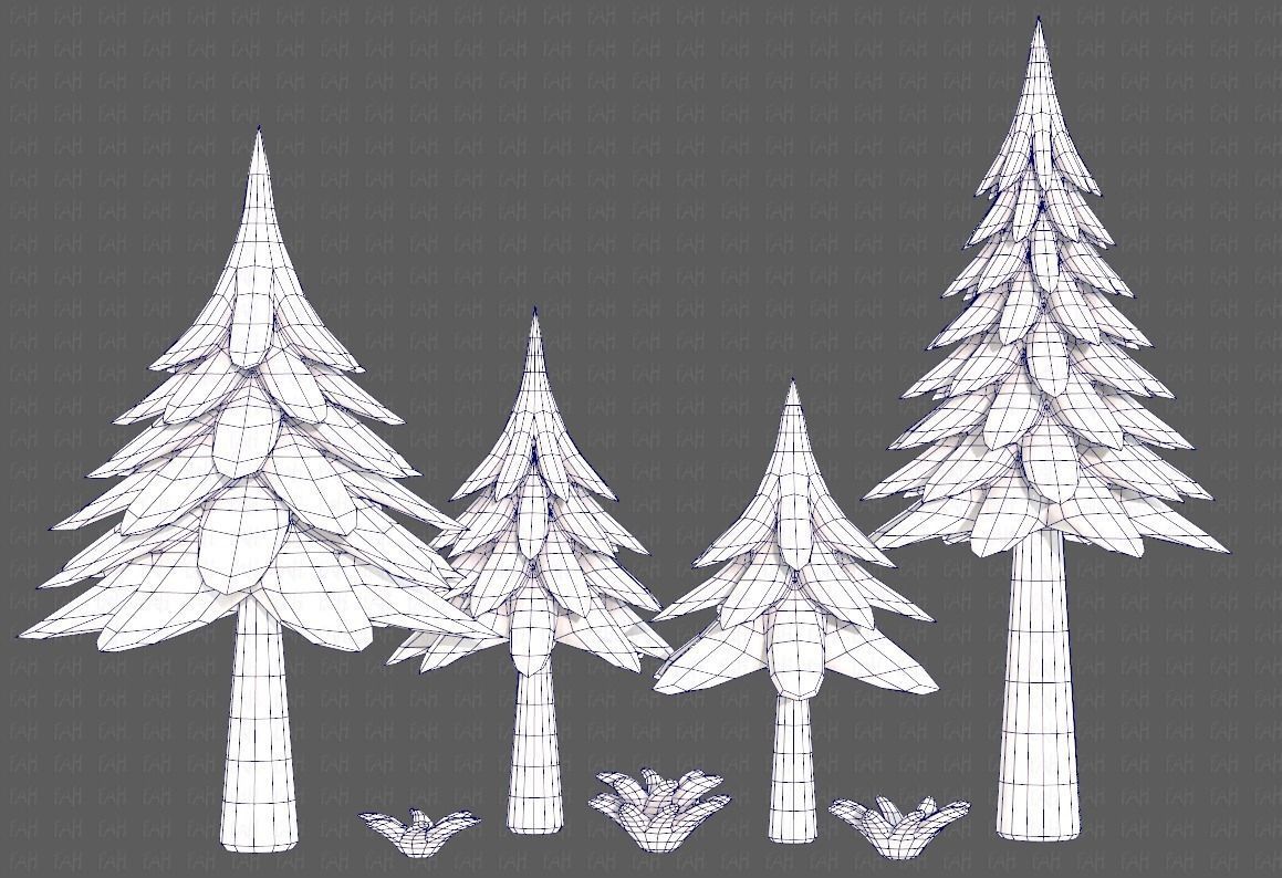Trees Cartoon V17 Low-poly 3D model_31