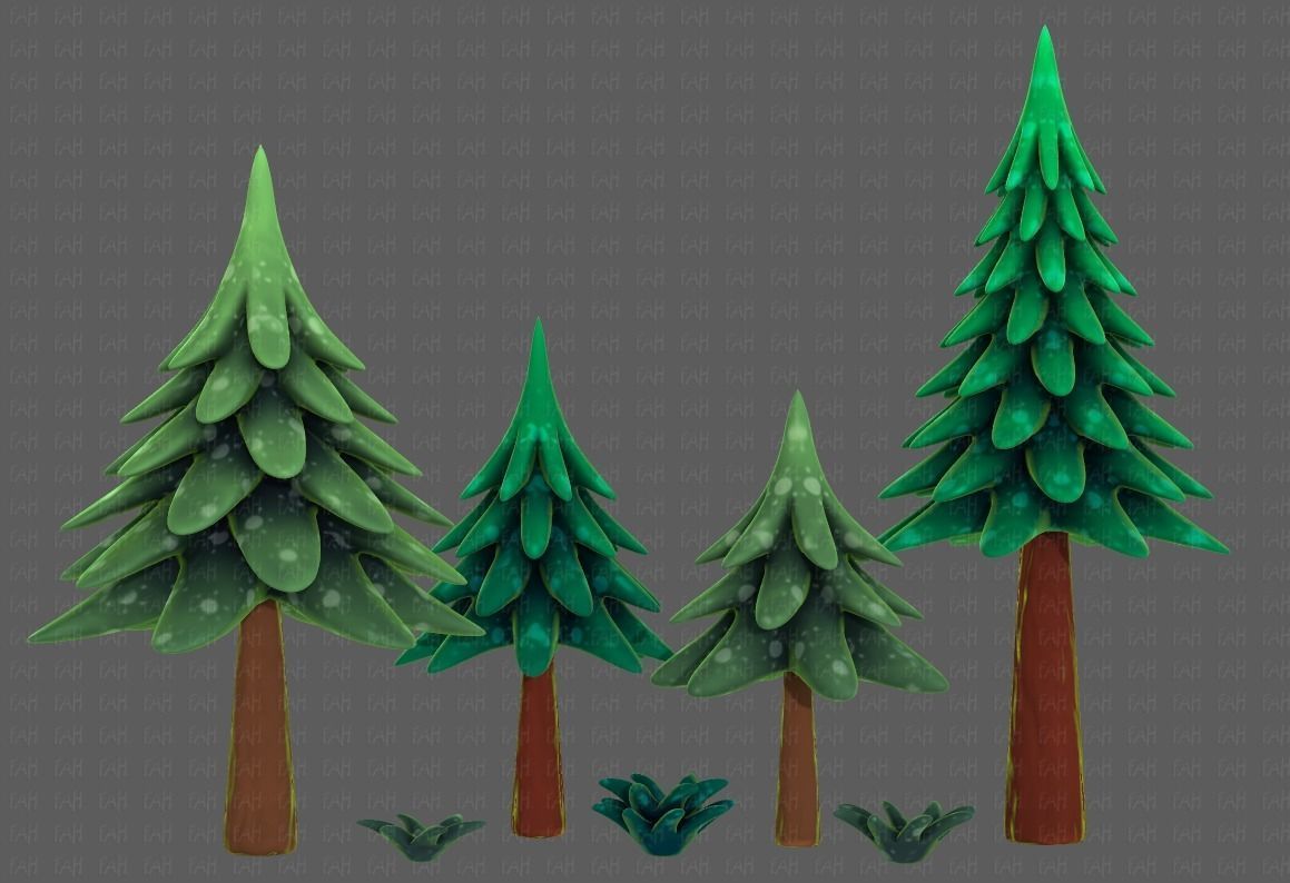 Trees Cartoon V17 Low-poly 3D model_2