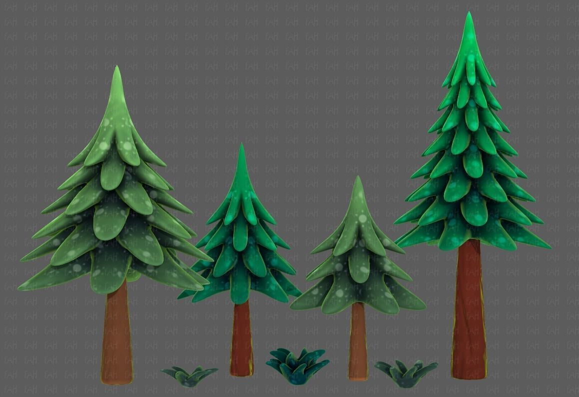 Trees Cartoon V17 Low-poly 3D model_5