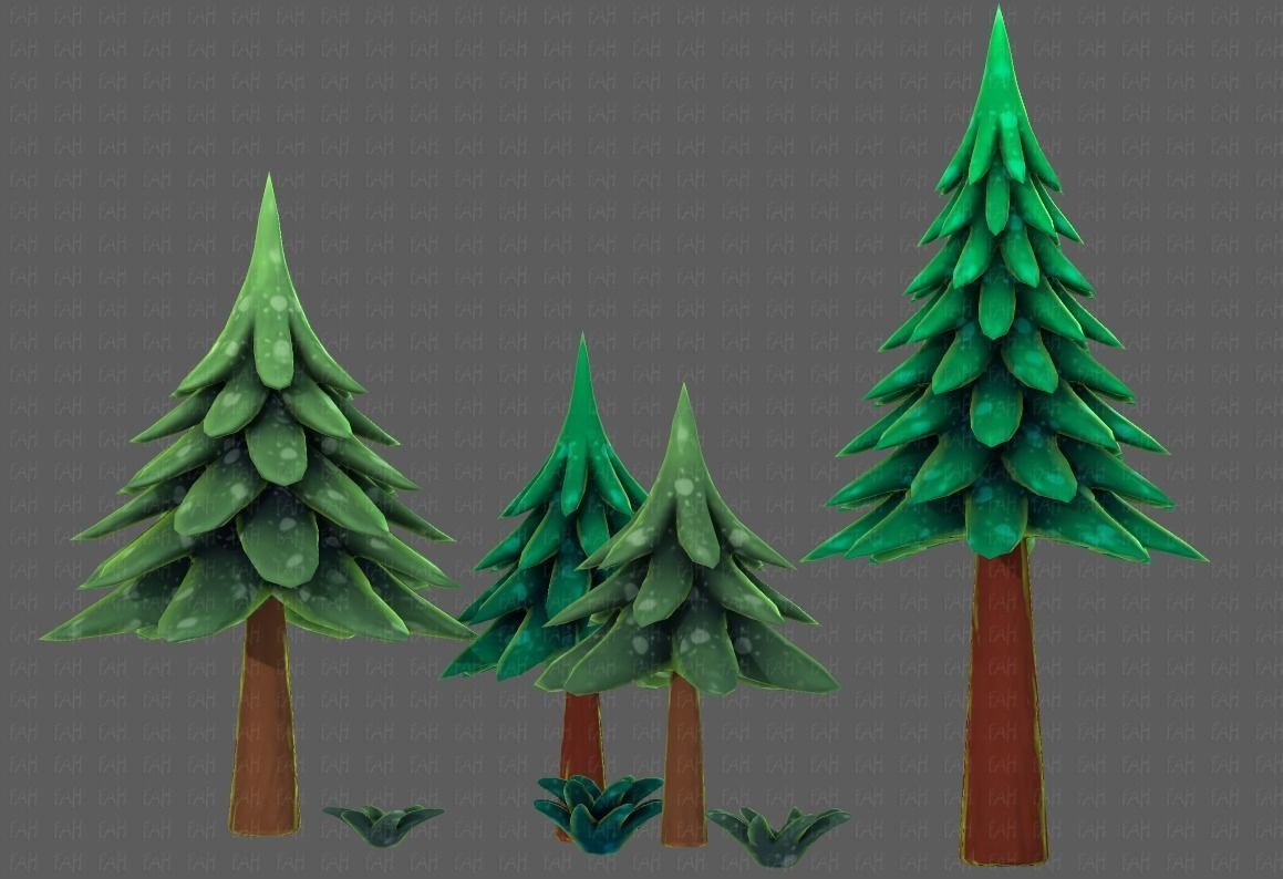 Trees Cartoon V17 Low-poly 3D model_43