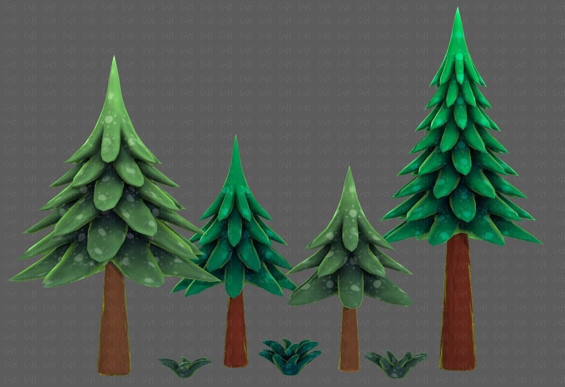Trees Cartoon V17 Low-poly 3D model_18