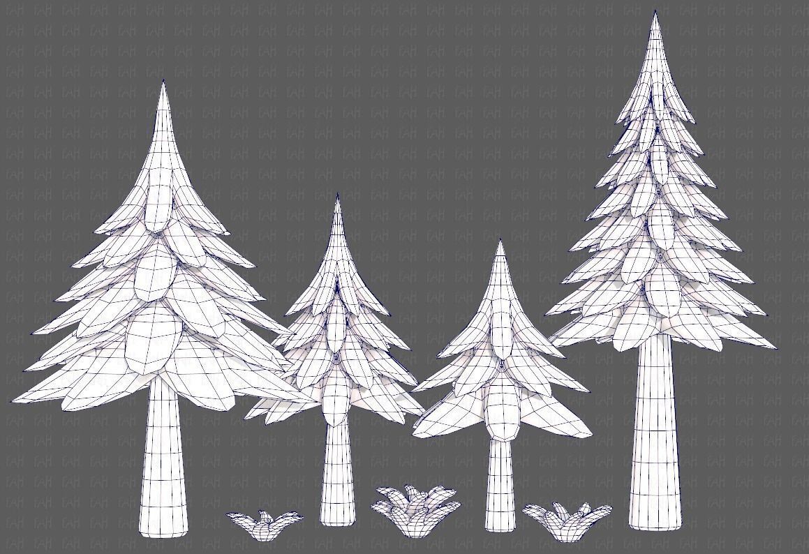 Trees Cartoon V17 Low-poly 3D model_27