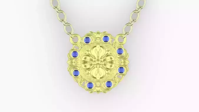 Beautiful Floral Diamond Necklace design 3D print model