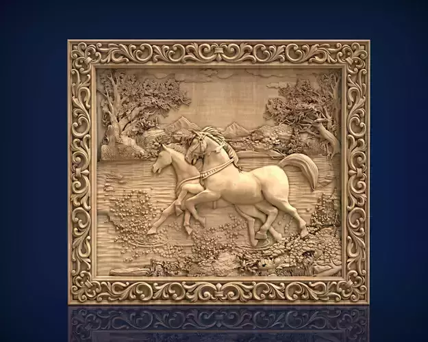 Carved panel painting STL