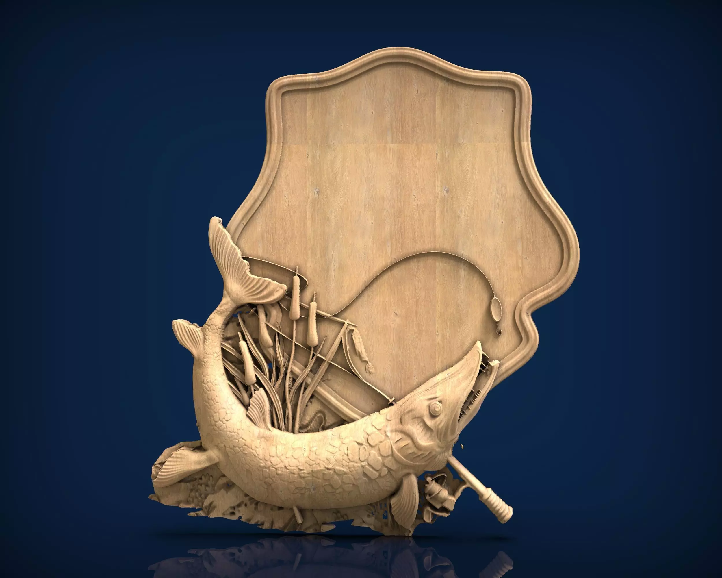 Carved panel painting STL 3D model_0