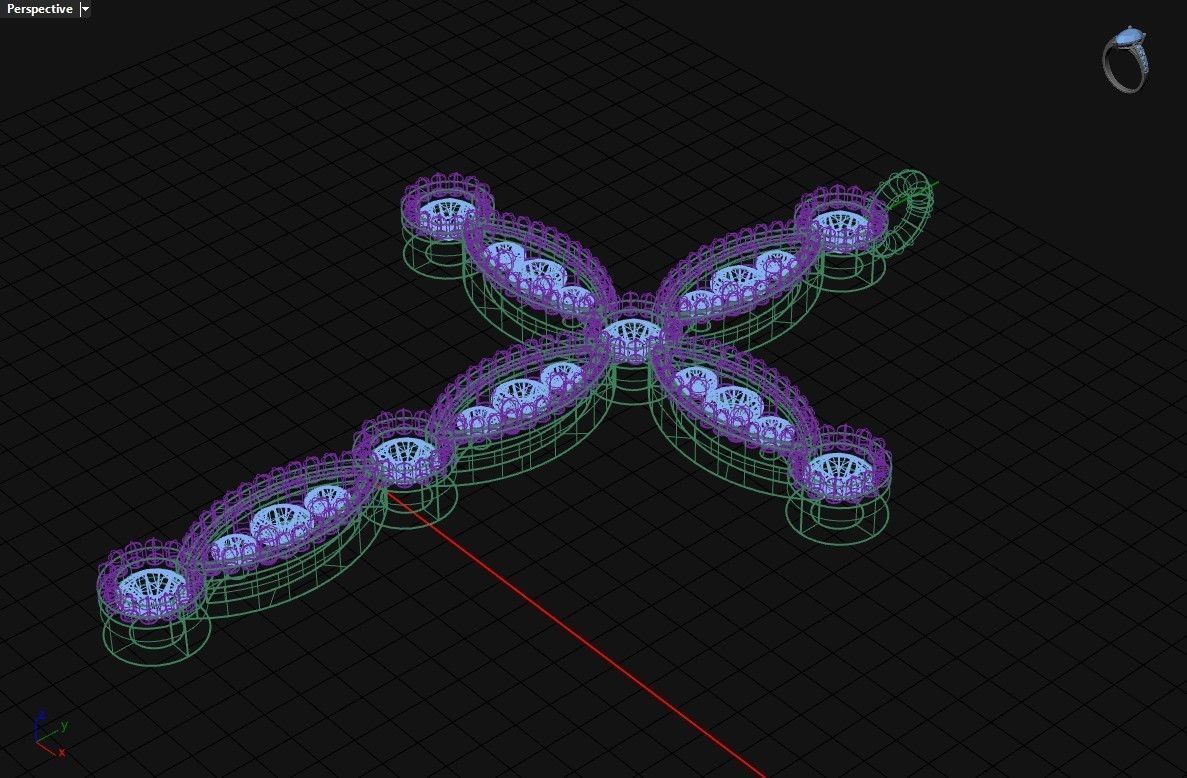 marquise and diamond cross  3D print model_3