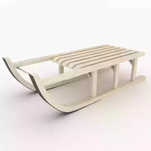 Wooden Snow Sled Low-poly 3D model