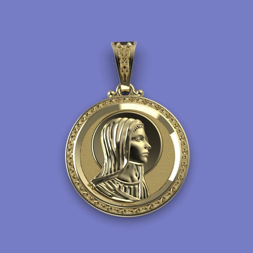 Virgin Mary pendant 3D print model_2