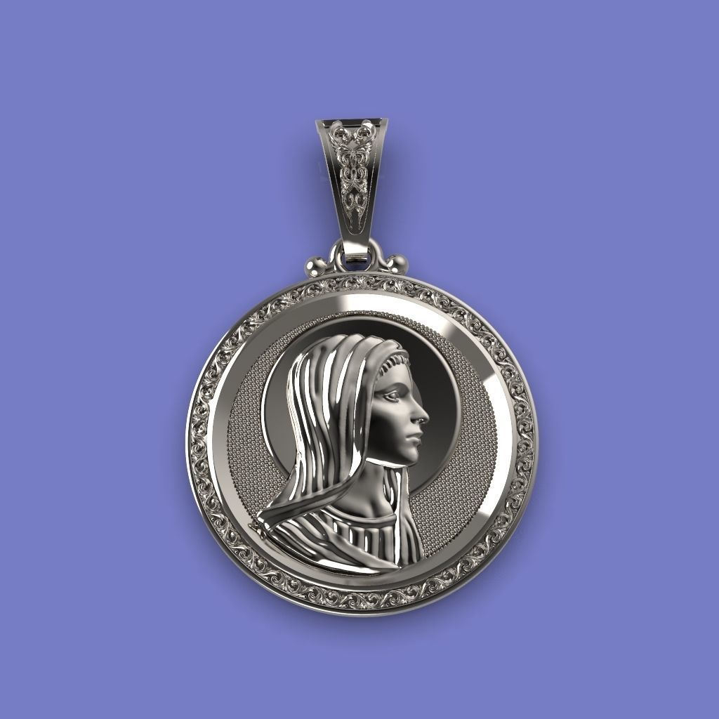Virgin Mary pendant 3D print model_1