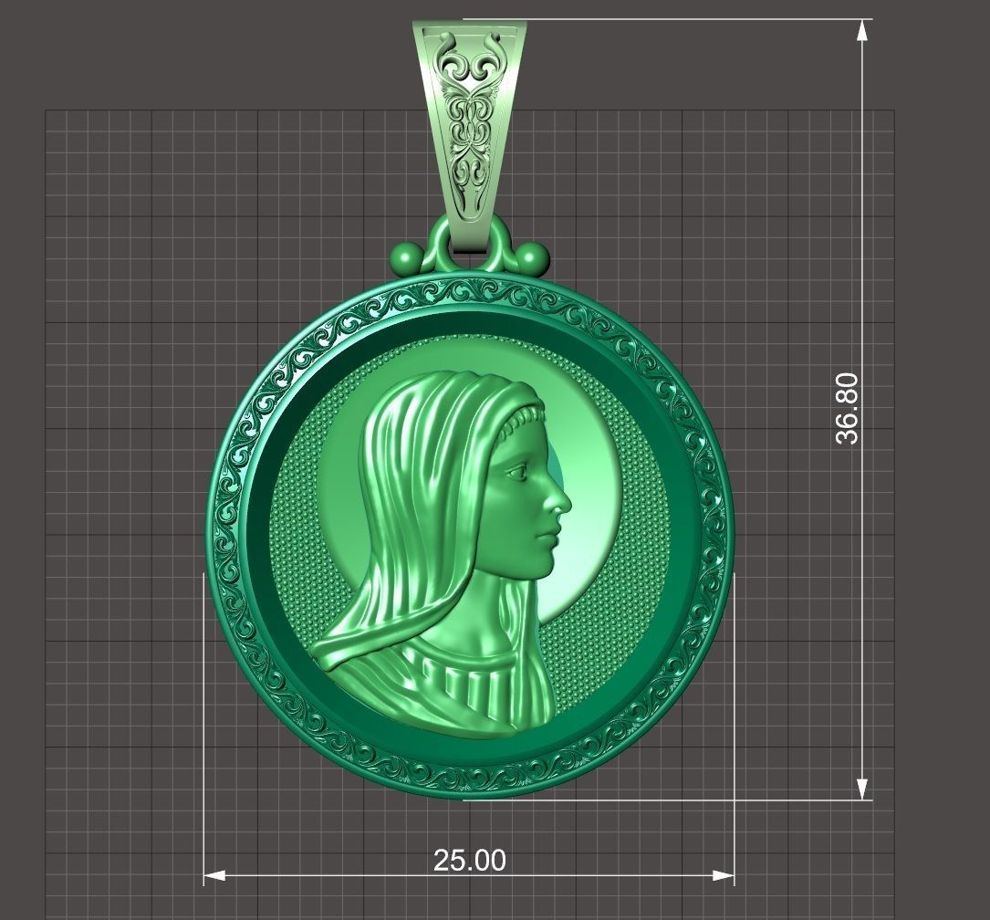 Virgin Mary pendant 3D print model_5
