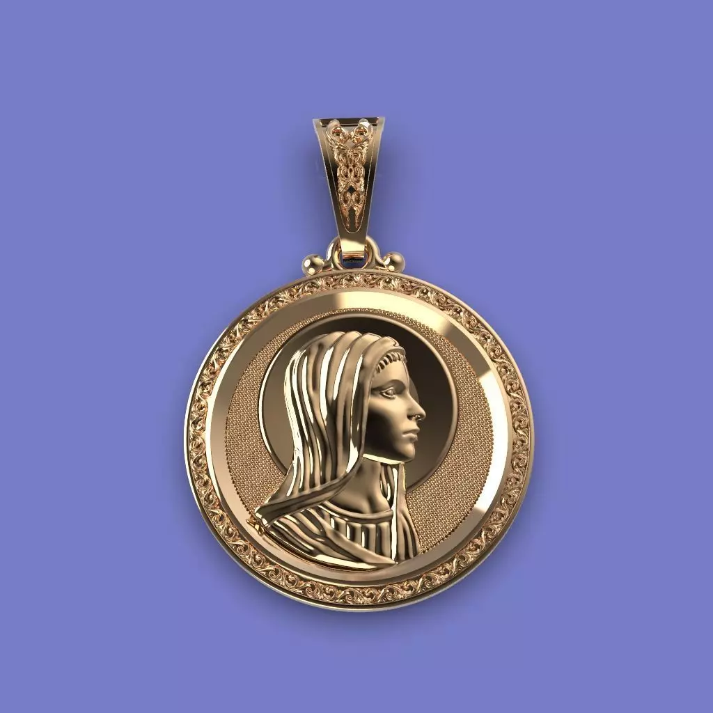 Virgin Mary pendant 3D print model_0