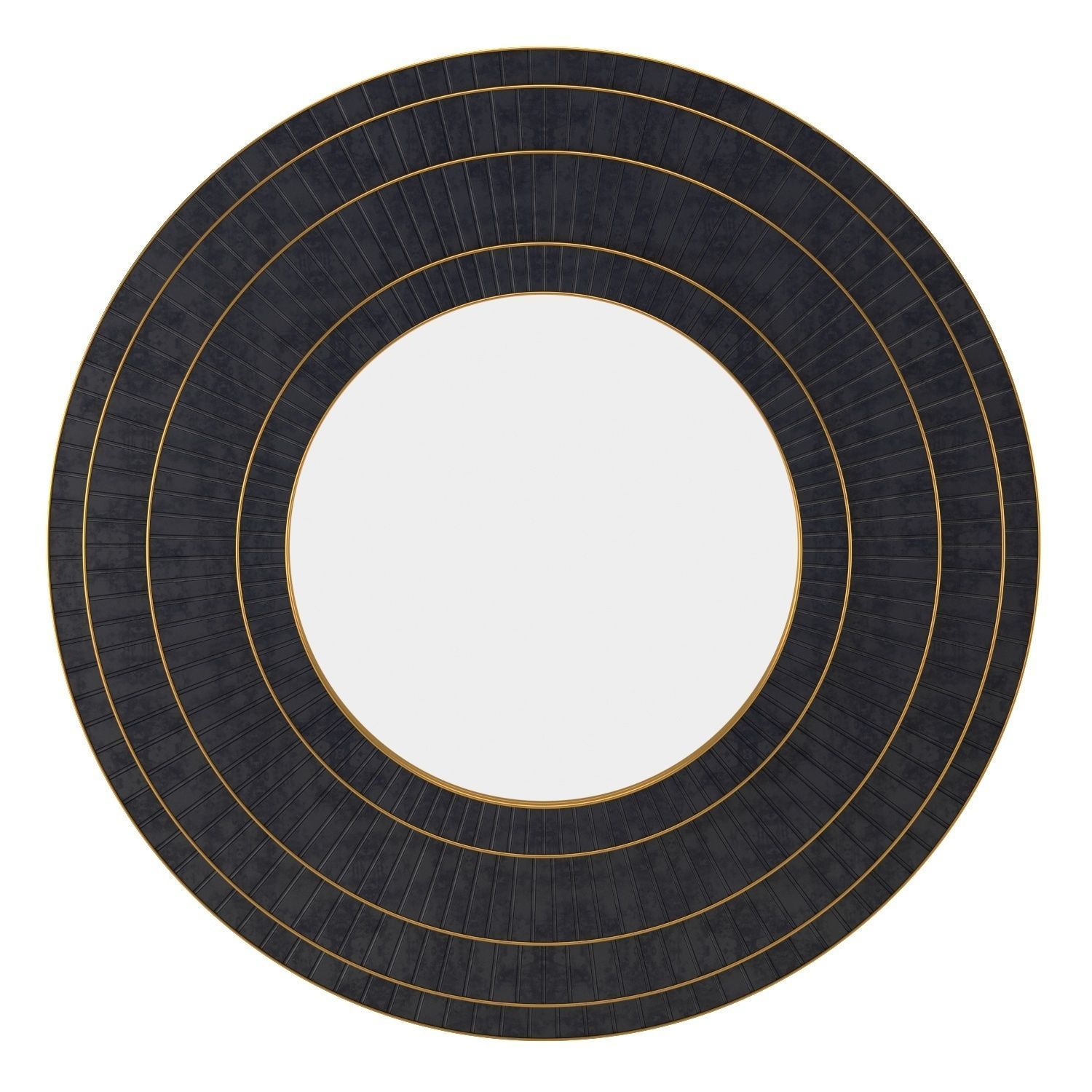 Parquet Black Brass Circle Mirror 3D model_1