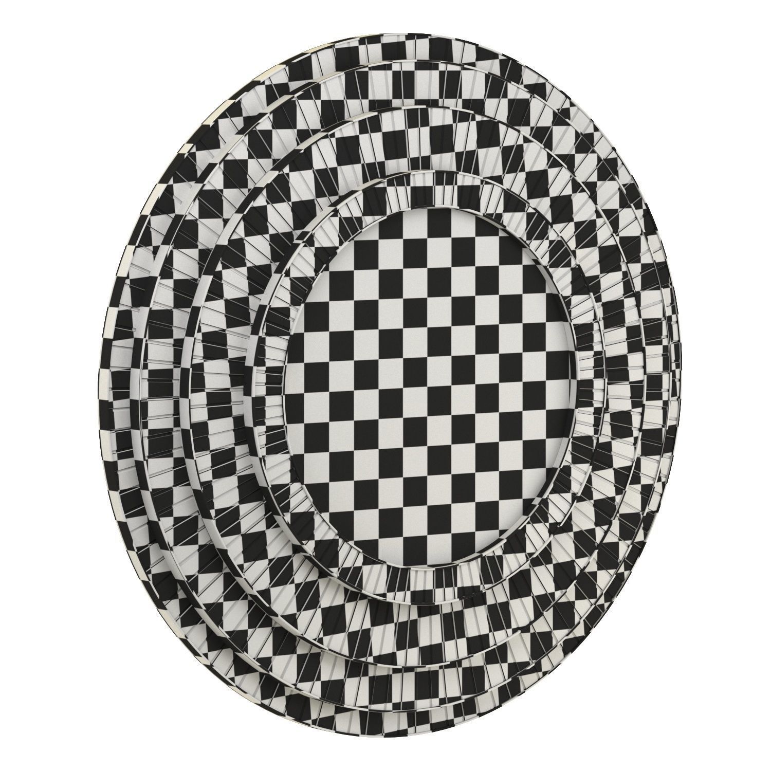 Parquet Black Brass Circle Mirror 3D model_4