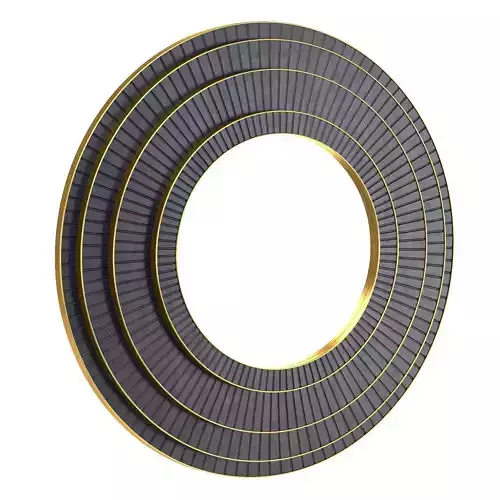 Parquet Black Brass Circle Mirror 3D model