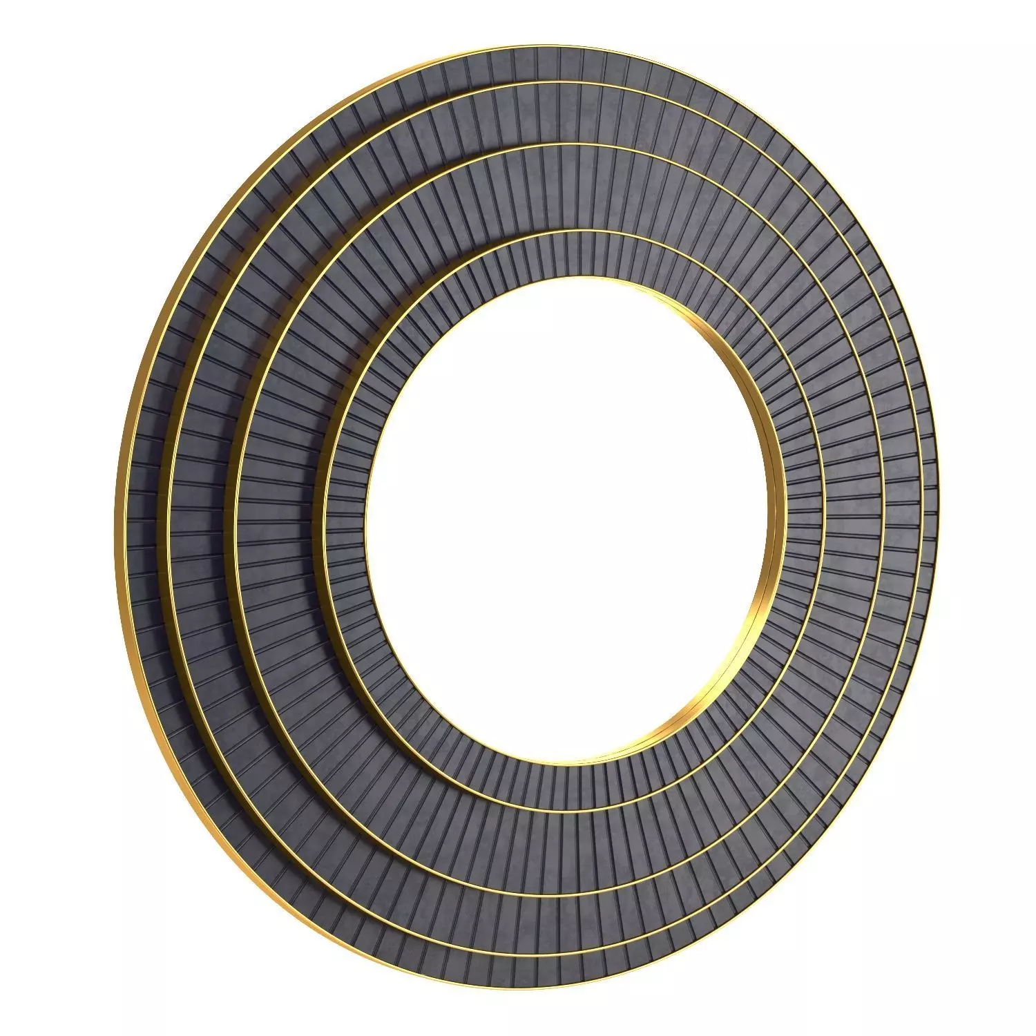 Parquet Black Brass Circle Mirror 3D model_0