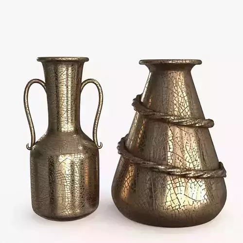 Metal Vase set of 2 3D Model Collection
