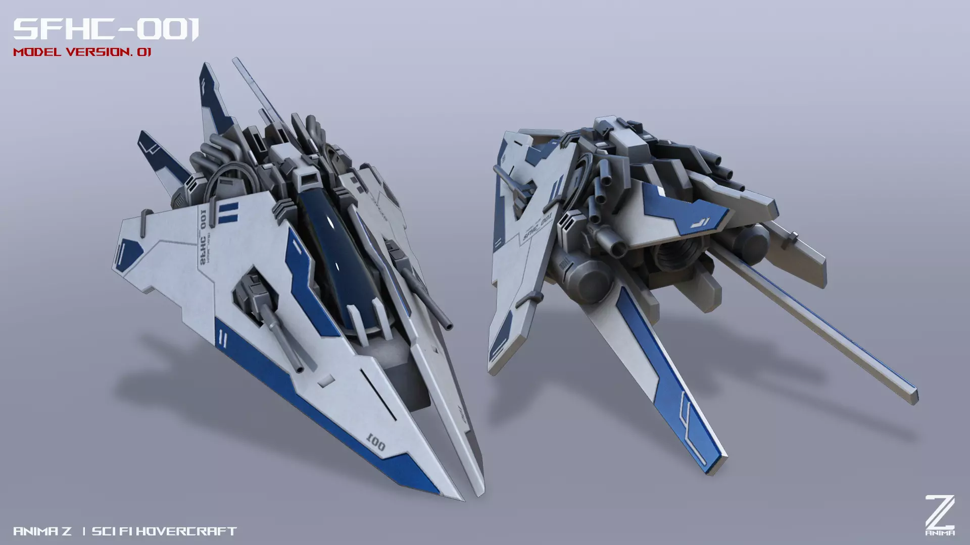 Scifi Hovercraft Low-poly 3D model_0