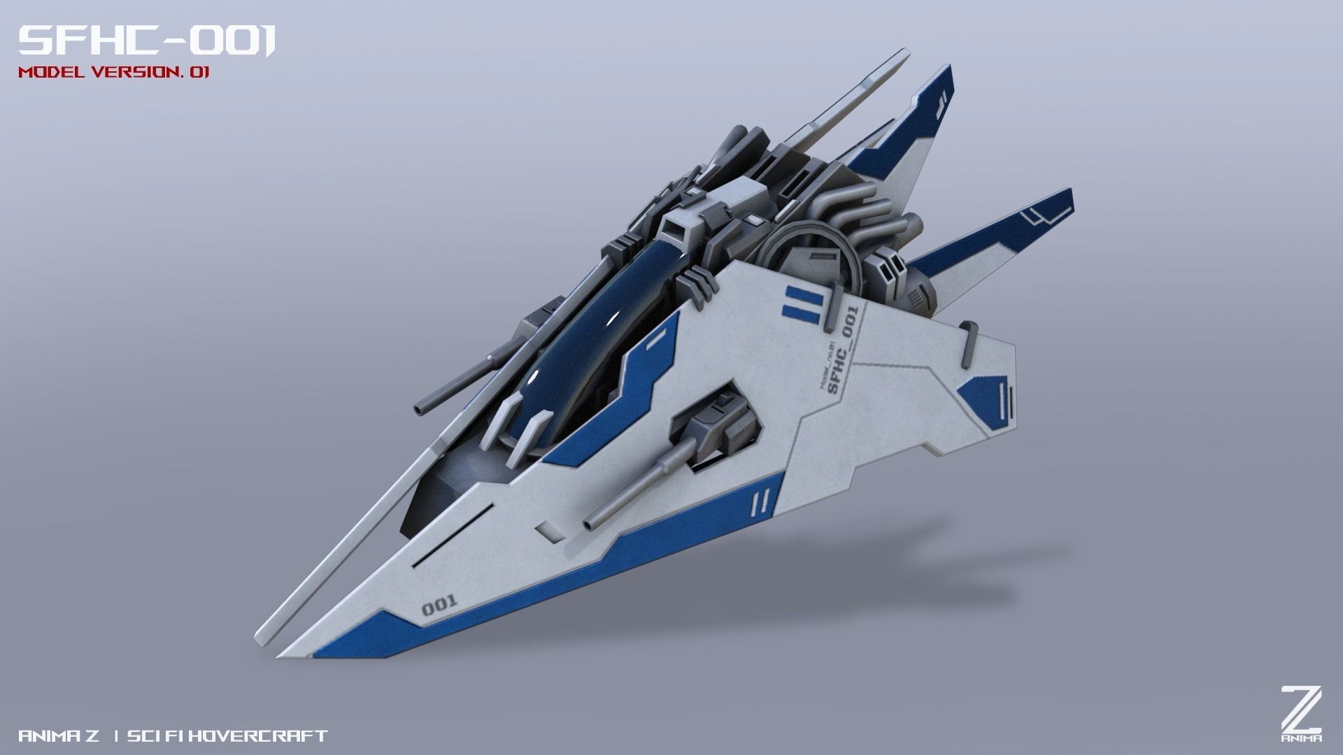 Scifi Hovercraft Low-poly 3D model_6