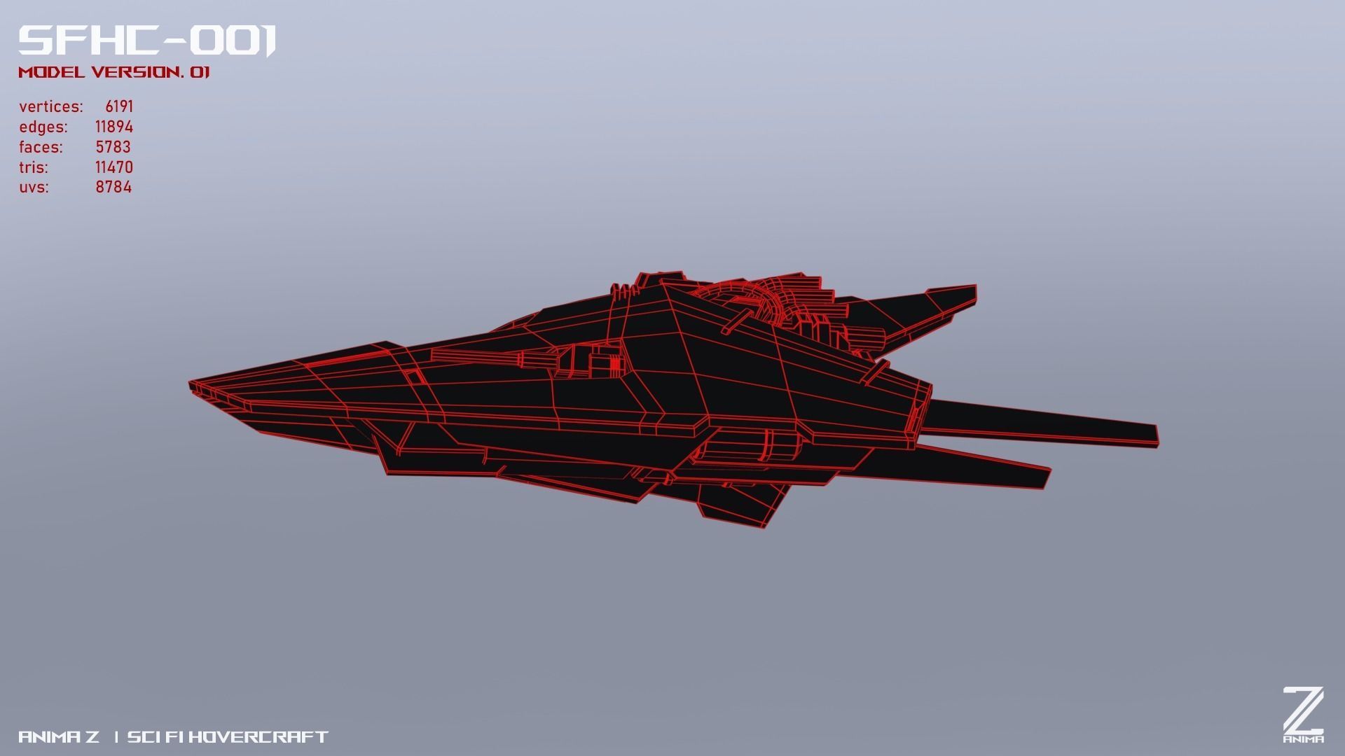 Scifi Hovercraft Low-poly 3D model_14