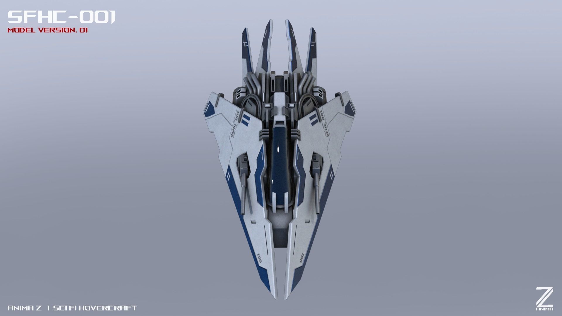 Scifi Hovercraft Low-poly 3D model_4
